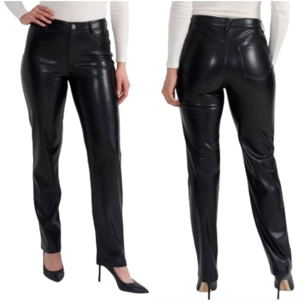 LAST CALL Joie Black Vegan Faux Leather Pants Straight Leg Size 12 EUC